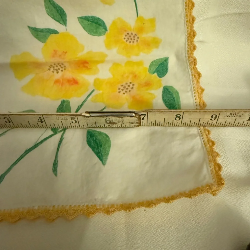 Vintage Floral Handkerchief with Lace Trim set of 2 #17